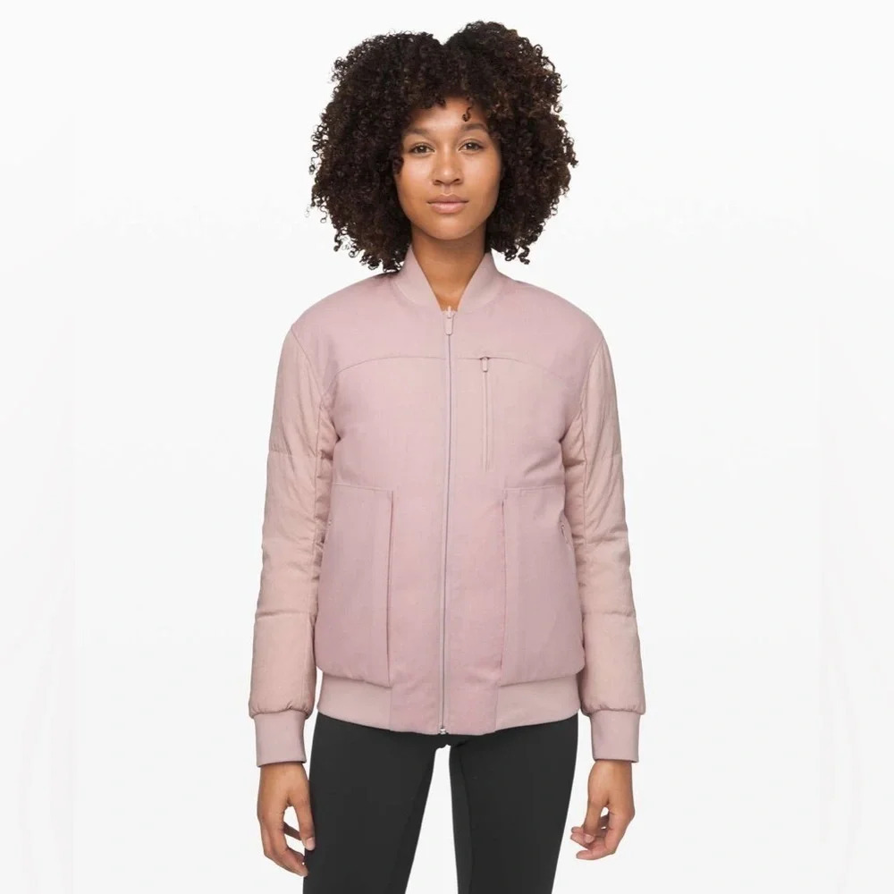 Lululemon Roam Far Wool Bomber Porcelain Pink